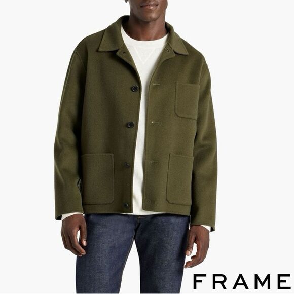 FRAME **NWT** Double Face Wool Jacket in Olive Green - Picture 4 of 11